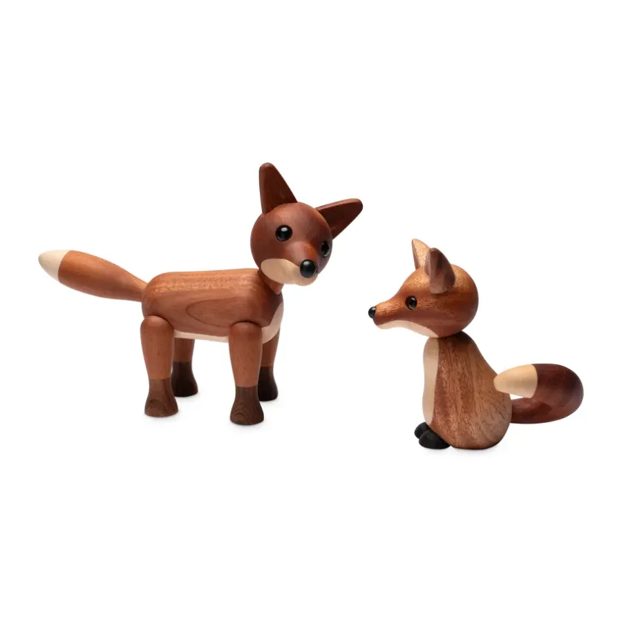 Spring Copenhagen Foxy vos decoratie 12 cm, Mahonie< Houten Beelden