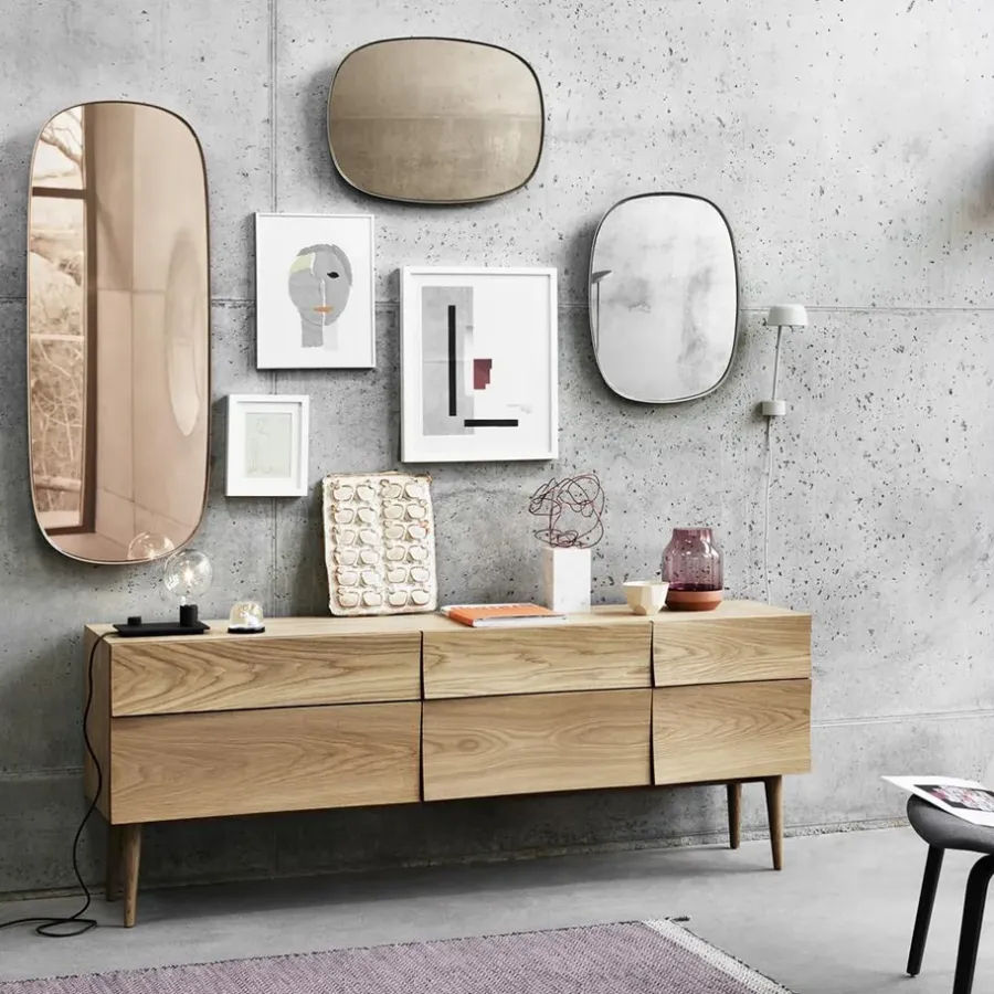 Muuto Framed spiegel, grijs, 59x44 cm< Wandspiegels