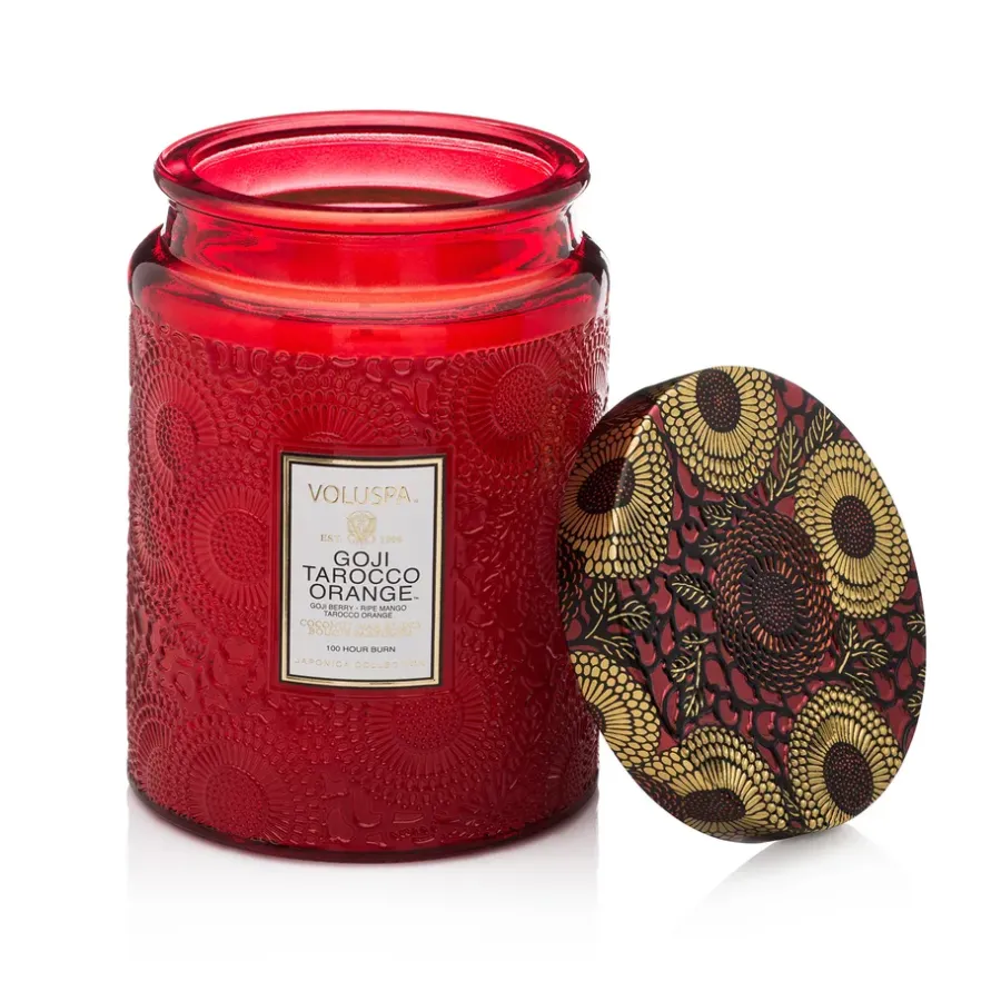 Voluspa Geurkaars in glazen pot 100 uur, Goji Tarocco Orange< Geurkaarsen & Aroma Diffusers