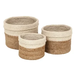 Dixie Gevlochten opbergmand 3-pack, Natuur-wit< Opbergmanden