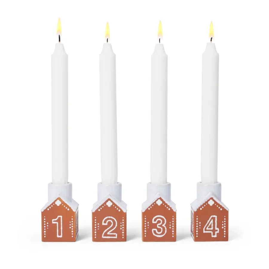 Kähler Gingerbread adventskaarsenhouder 4 delen, Bruin< Adventskandelaars & -Kaarsen
