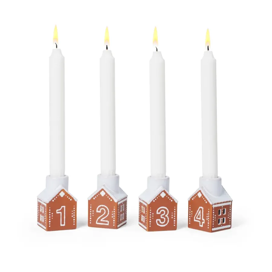 Kähler Gingerbread adventskaarsenhouder 4 delen, Bruin< Adventskandelaars & -Kaarsen