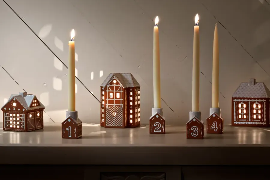 Kähler Gingerbread adventskaarsenhouder 4 delen, Bruin< Adventskandelaars & -Kaarsen