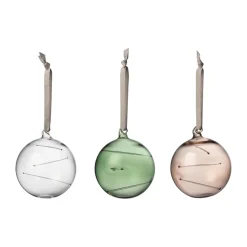Iittala Glas bol Ø8 cm 3-delig, Helder-groen-linnen< Kerstdecoraties