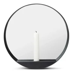 Gejst Glim spiegel/kandelaar Ø28 cm, Zwart< Ronde Spiegels|Wandspiegels