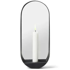 Gejst Glim spiegel/kandelaar ovaal 12x28 cm, Zwart< Wandspiegels