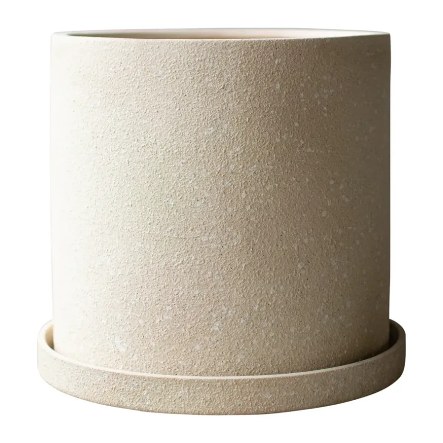 DBKD Grow pot Ø30 cm met schotel, Creme structure< Bloempotten