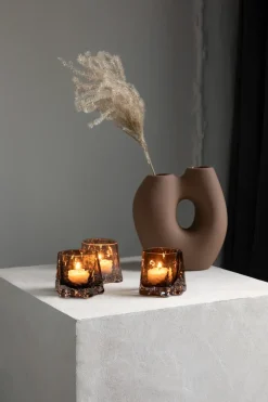 Cooee Design Gry waxinelichtjeshouder Ø8 cm, Cognac< Kaarsenhouders & Kaarsenborden