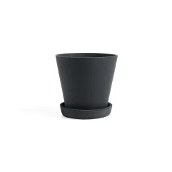 HAY Flowerpot with saucer pot M Ø14 cm, Zwart< Bloempotten