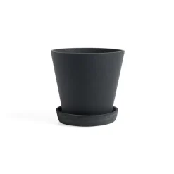 HAY Flowerpot with saucer pot L 17.5 cm, Zwart< Bloempotten