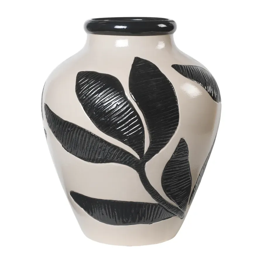 Broste Copenhagen Herbert vaas 40 cm, Black-rainy day green< Vazen