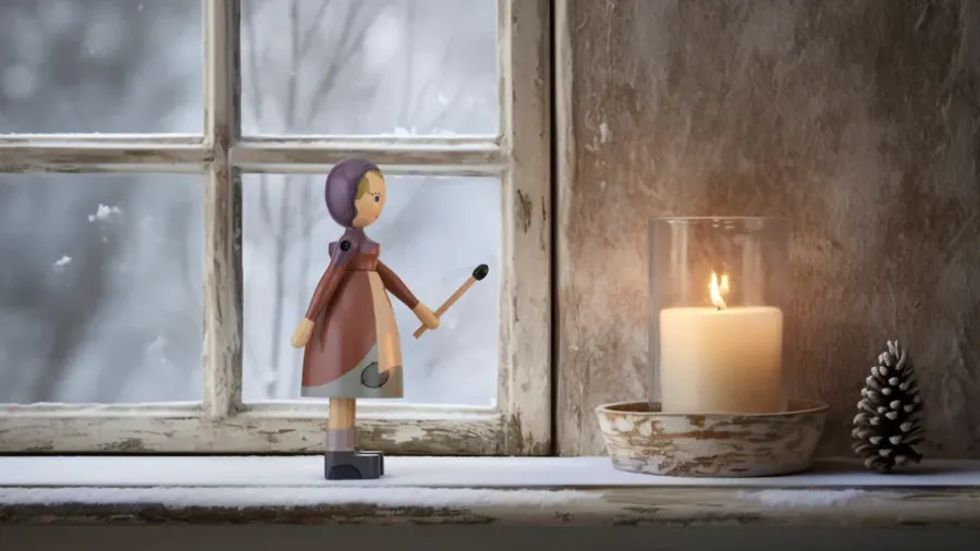 Kay Bojesen Denmark Het kleine meisje met de zwavelstokjes, Boek< Kerstdecoraties|Houten Beelden
