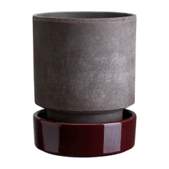 Bergs Potter Hoff pot, Ø16 cm, Raw Grey-Deep Burgundy< Bloempotten