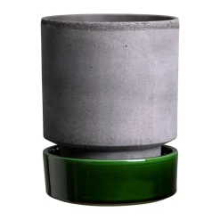 Bergs Potter Hoff pot, Ø14 cm, Raw Grey-Emerald Green< Bloempotten