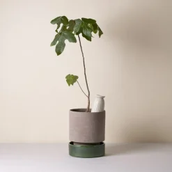 Bergs Potter Hoff pot, Ø18 cm, Raw Grey-Emerald Green< Bloempotten