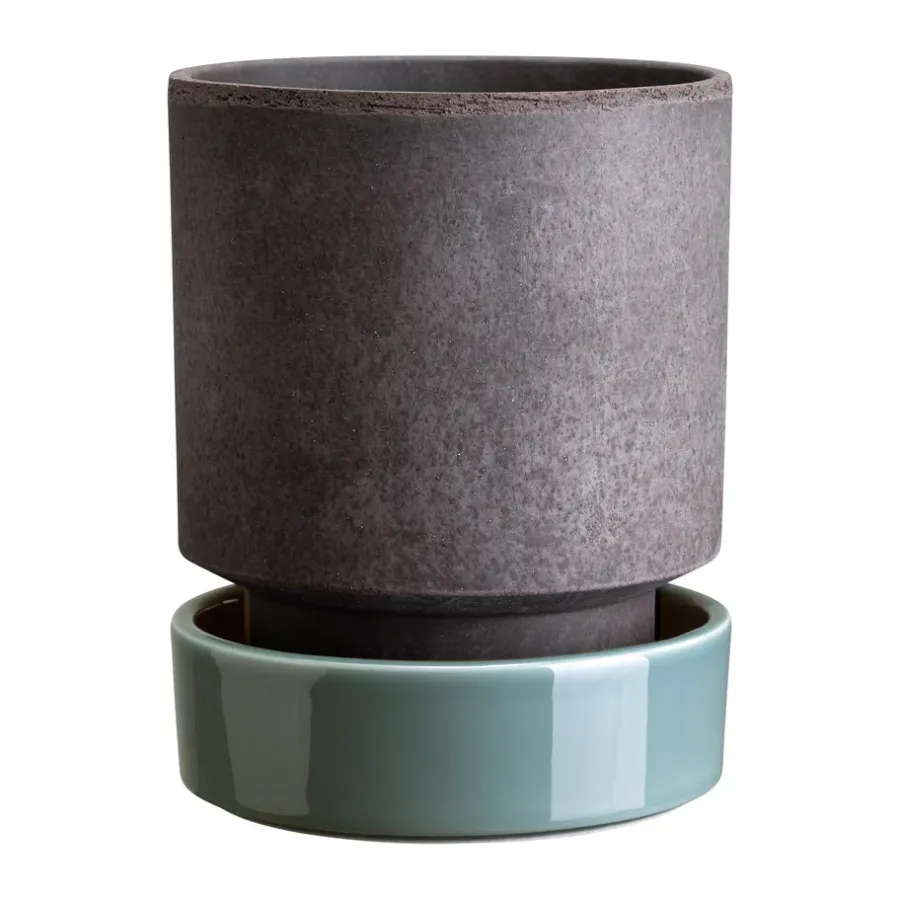 Bergs Potter Hoff pot, Ø18 cm, Raw Grey-Misty Blue< Bloempotten