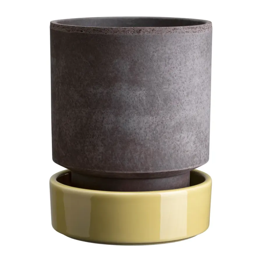 Bergs Potter Hoff pot, Ø14 cm, Raw Grey-Pale Yellow< Bloempotten