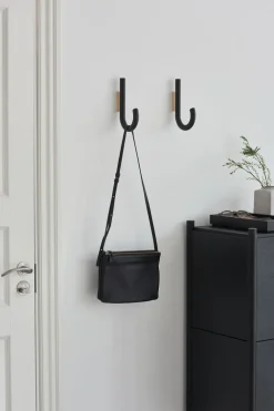 Gejst Hook haak 19 cm, Zwartgebeitst eikenhout-messing< Haken & Hangers
