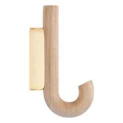 Gejst Hook haak mini 13,3 cm, Eikenhout-messing< Haken & Hangers