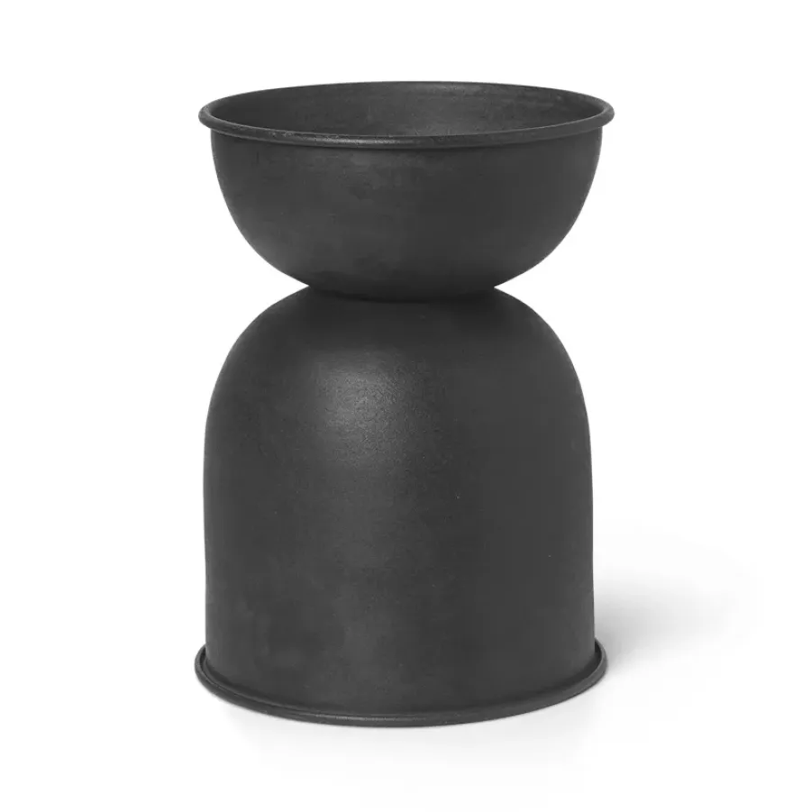 Ferm Living Hourglass bloempot extra small Ø21 cm, Zwart-donkergrijs< Bloempotten