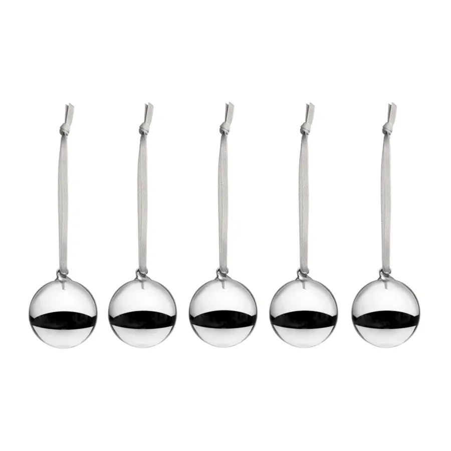 Iittala glazen bol Ø4 cm 5-pack, Zilverkleurig< Kerstdecoraties