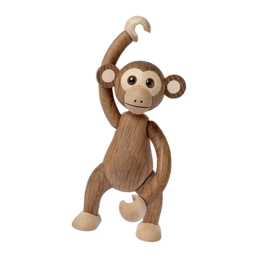 Spring Copenhagen Jolly aap decoratie 11 cm, Eikenhout< Houten Beelden