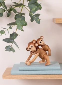 Spring Copenhagen Jolly aap decoratie 11 cm, Eikenhout< Houten Beelden