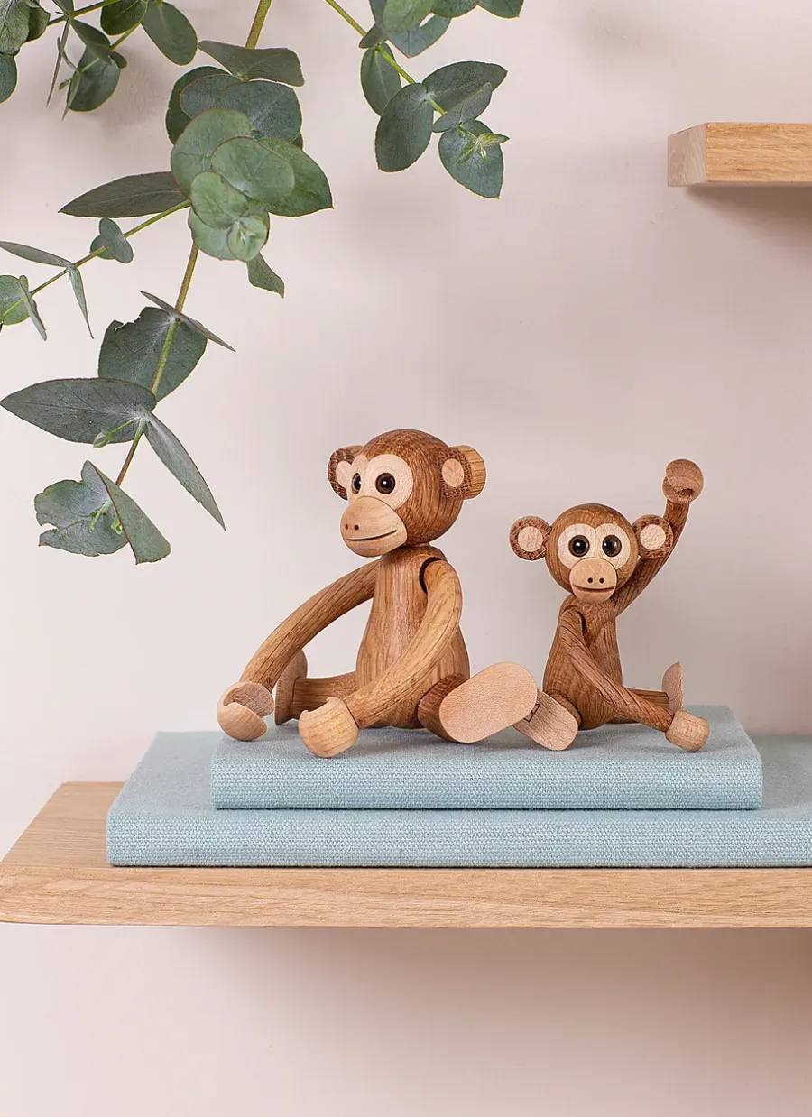 Spring Copenhagen Jolly aap decoratie 11 cm, Eikenhout< Houten Beelden