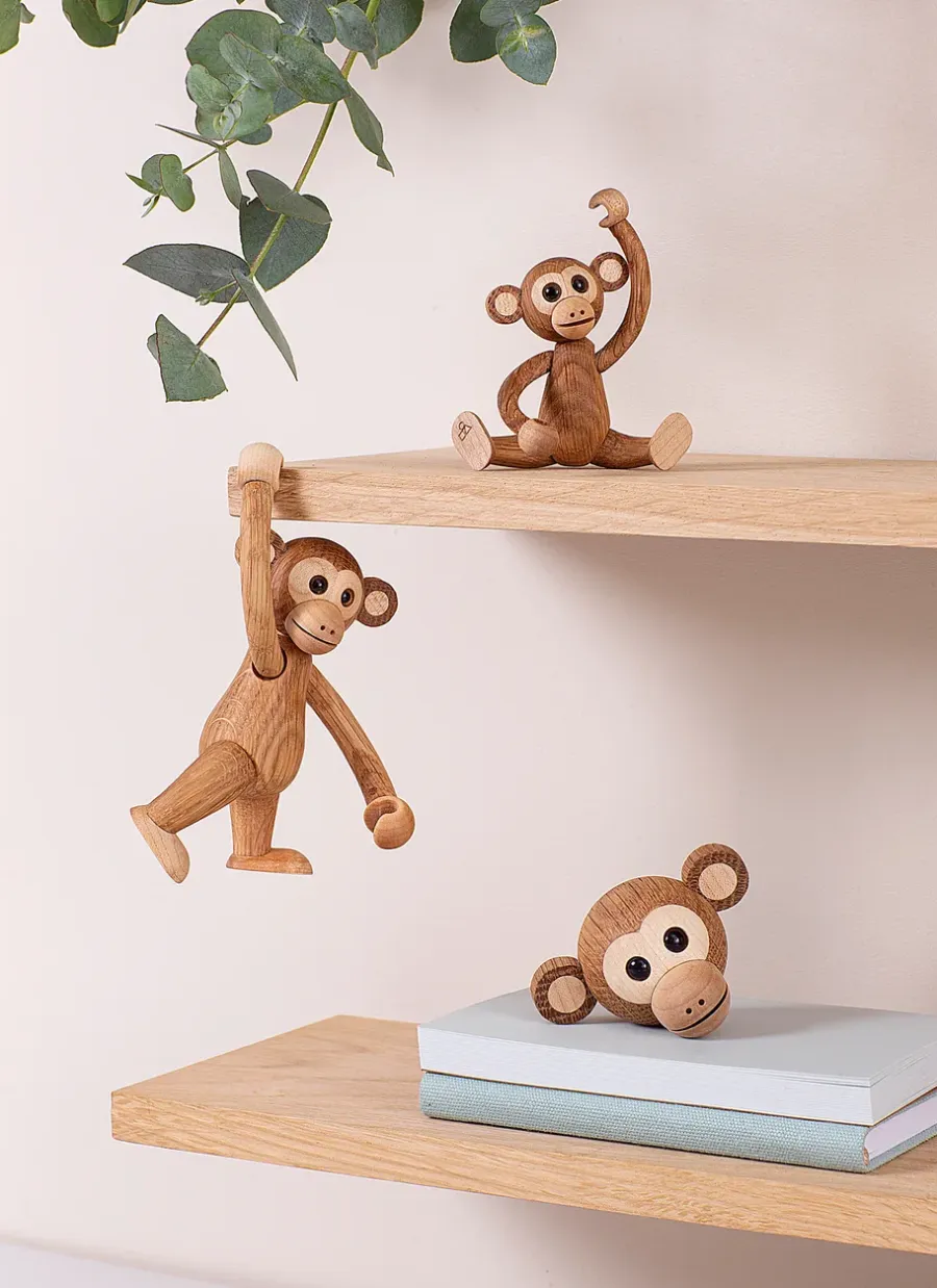 Spring Copenhagen Jolly aap decoratie 11 cm, Eikenhout< Houten Beelden