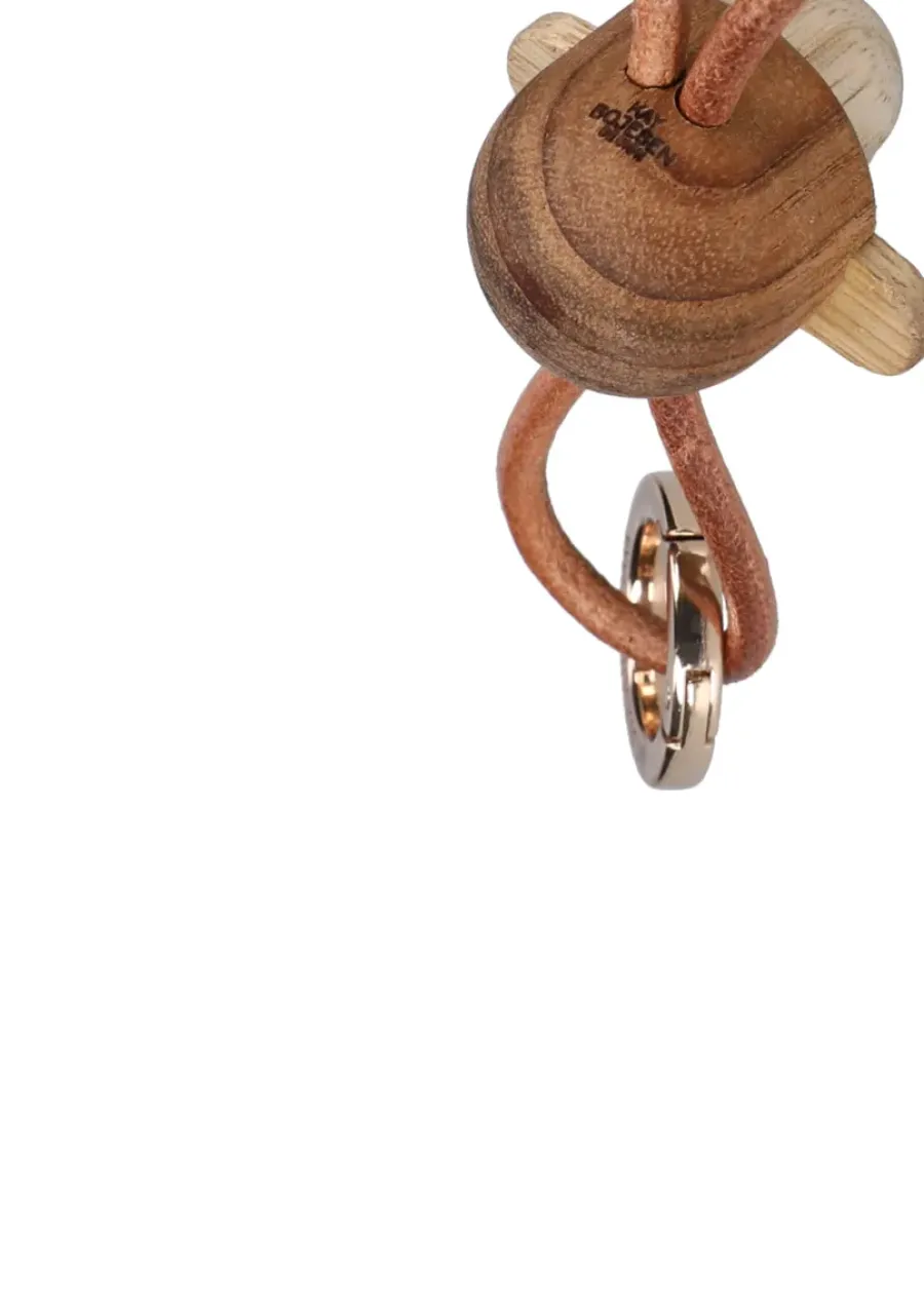 Kay Bojesen Denmark Kaj Bojesen aap sleutelhanger, Teak-limba hout, naturel leer< Houten Beelden