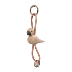 Kay Bojesen Denmark Kaj Bojesen vogel sleutelhanger, Eik, naturel leer< Houten Beelden