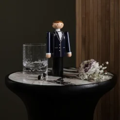 Kay Bojesen Denmark Kay Bojesen bruidegom, Blauw-zwart-wit, 18 cm< Houten Beelden