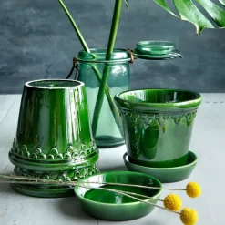 Bergs Potter Københavner pot geglazuurd Ø14 cm, Groen< Bloempotten