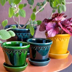 Bergs Potter Københavner pot geglazuurd Ø14 cm, Groen< Bloempotten