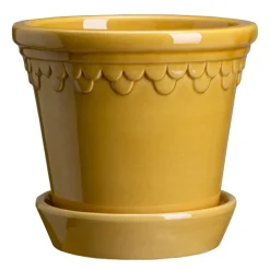 Bergs Potter Københavner pot geglazuurd Ø14 cm, Geel< Bloempotten