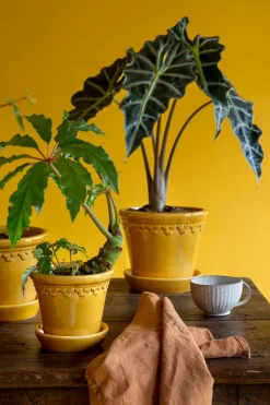 Bergs Potter Københavner pot geglazuurd Ø14 cm, Geel< Bloempotten