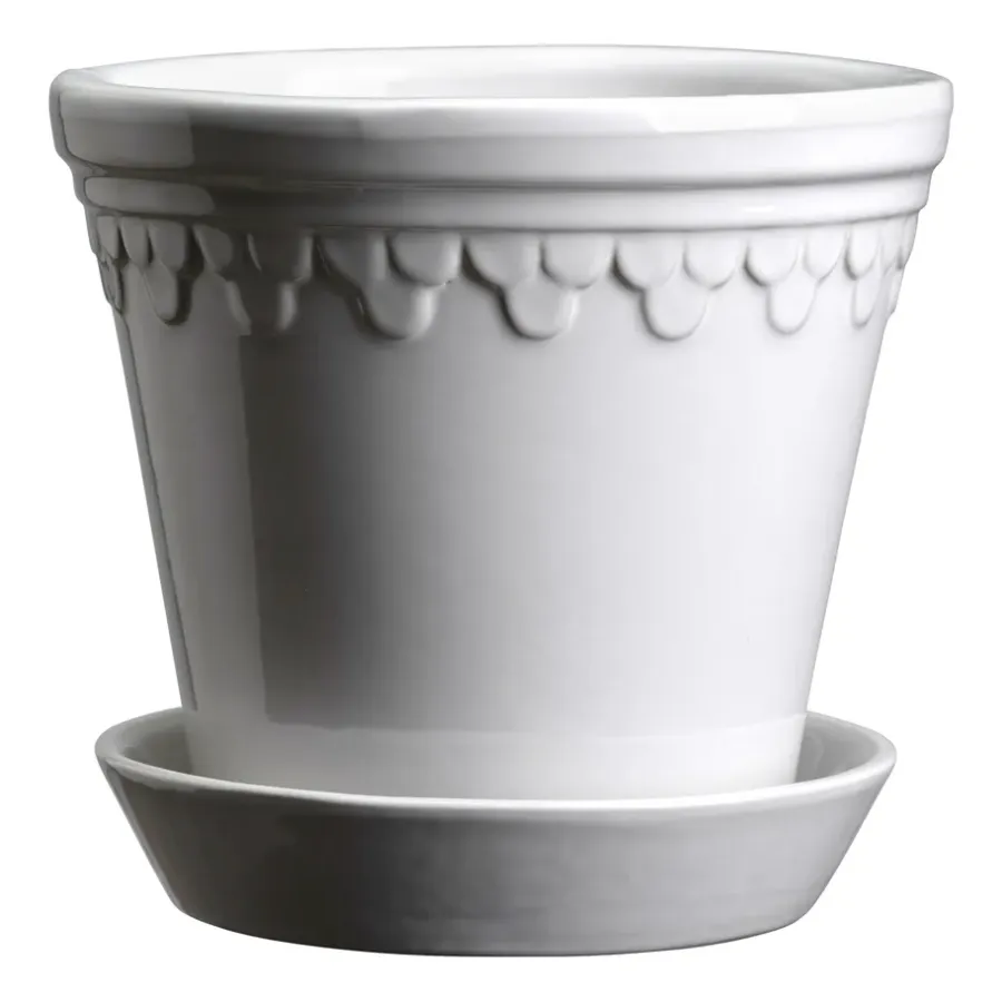 Bergs Potter Københavner pot geglazuurd Ø10 cm, Mineral White< Bloempotten