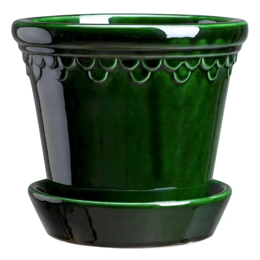Bergs Potter Københavner pot geglazuurd Ø12 cm, Groen< Bloempotten
