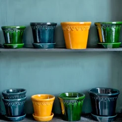 Bergs Potter Københavner pot geglazuurd Ø10 cm, Groen< Bloempotten
