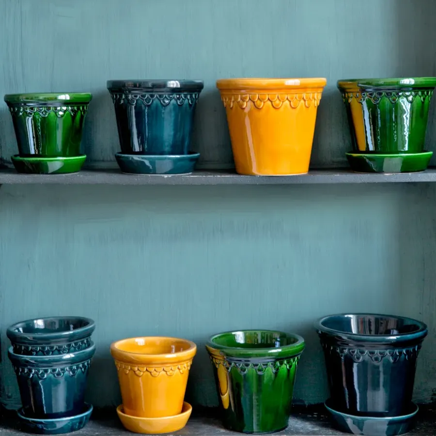 Bergs Potter Københavner pot geglazuurd Ø10 cm, Groen< Bloempotten