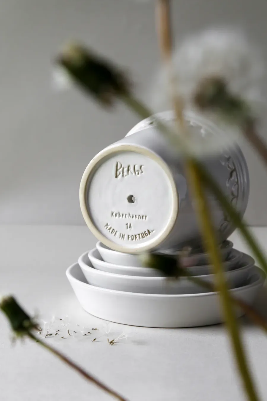 Bergs Potter Københavner pot geglazuurd Ø16 cm, Mineral White< Bloempotten