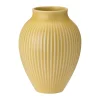 Knabstrup Keramik Knabstrup vaas geribbeld 12,5 cm, Yellow< Vazen