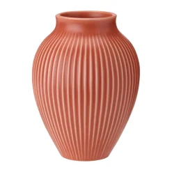 Knabstrup Keramik Knabstrup vaas geribbeld 20 cm, Coral< Vazen