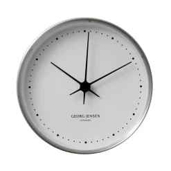 Georg Jensen Koppel wandklok wit-roestvrij staal, Ø 10 cm.< Wandklokken