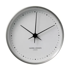Georg Jensen Koppel wandklok wit-roestvrij staal, Ø 22 cm.< Wandklokken