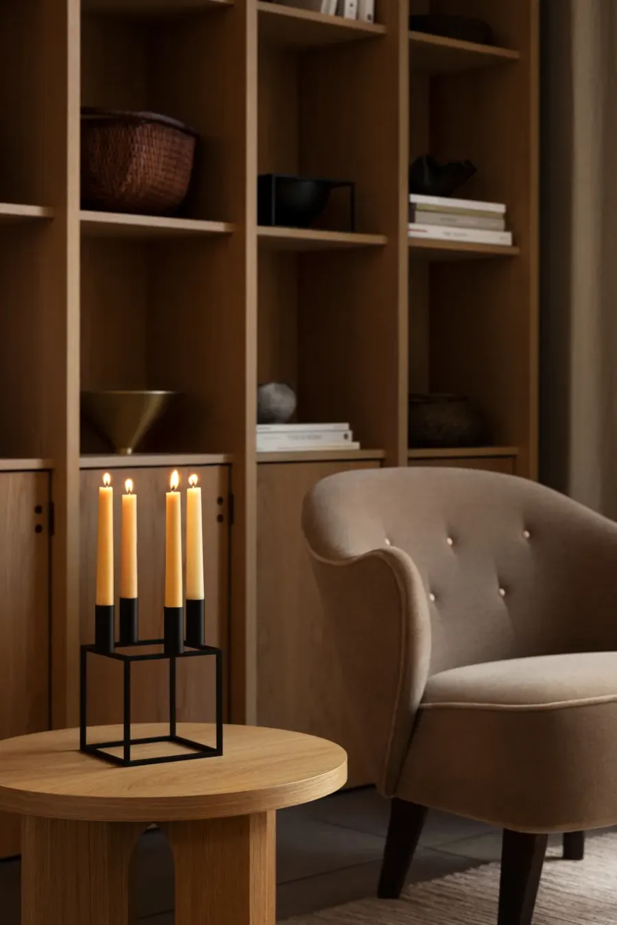 Audo Copenhagen Kubus 4 kandelaar, black (zwart)< Adventskandelaars & -Kaarsen