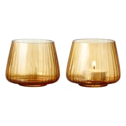 Bitz Kusintha waxinelichtjeshouder 7,5 cm 2-pack, Amber< Kaarsenhouders & Kaarsenborden