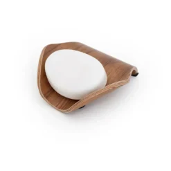 Bosign Leaf™ Zeepschaaltje met afvoer 11,5x11,5 cm, Walnotenhout< Zeepdispensers & Zeepschaaltjes