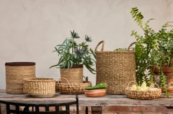 Dixie Lily mand met handvat 2-delig, Natural< Opbergmanden