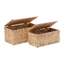 Dixie Lily opbergdoos met deksel panama 2-delig, Natural< Opbergmanden